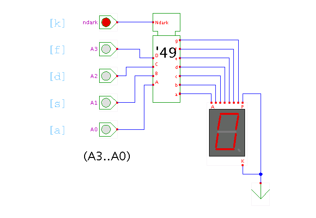 TTL-series 7449 seven-segment display decoder screenshot