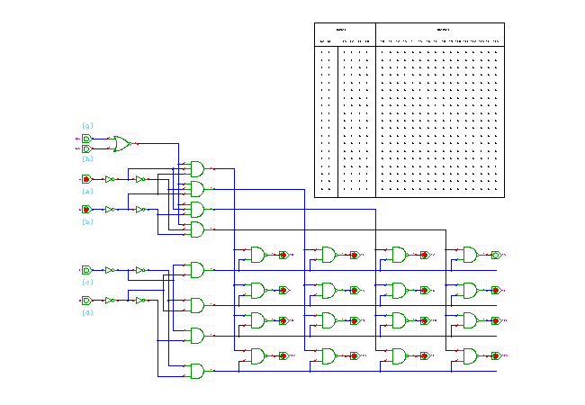 TTL-series 74154 decoder (4:16 bit) screenshot