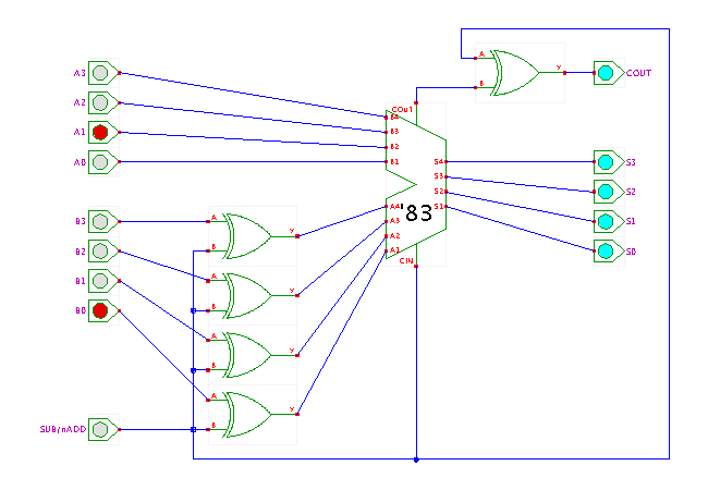 Binary Adder/Subtractor (4 bit) screenshot