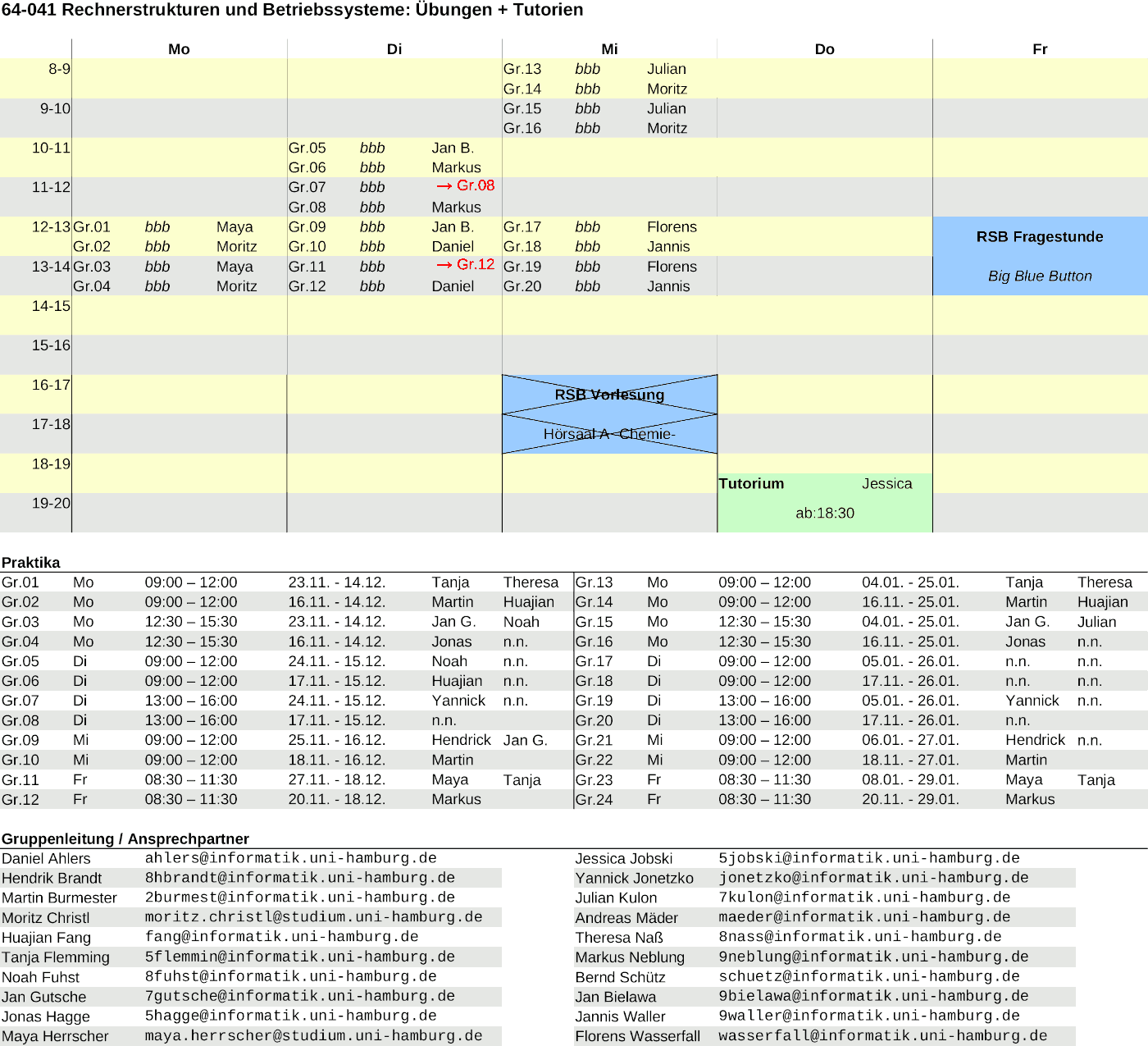 Stundenplan RSB 2020