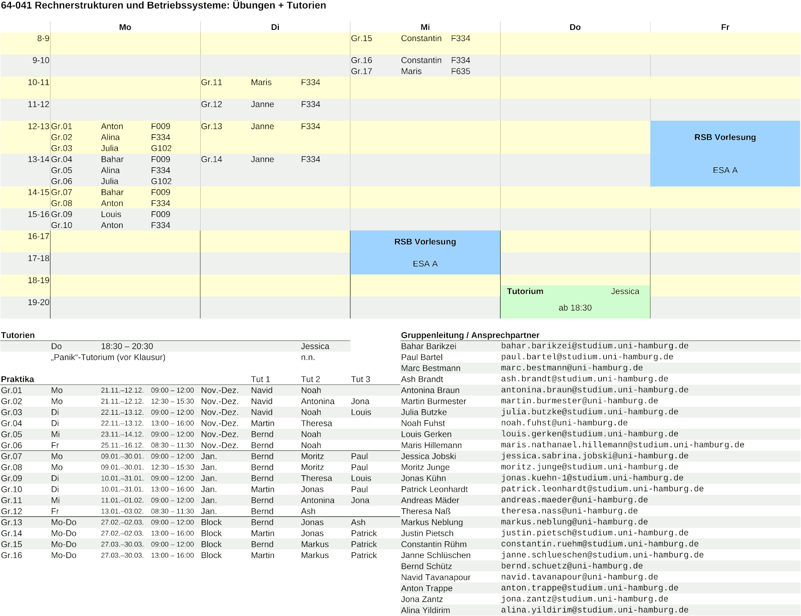 Stundenplan RSB 2022